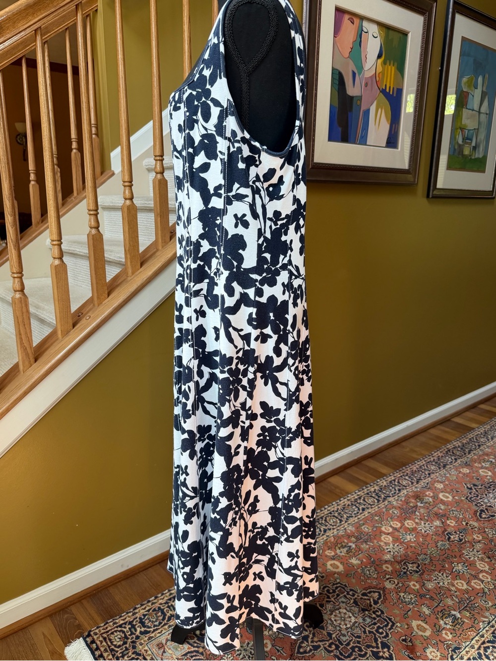 LOFT Navy & White Ponte Seamed Flared Midi Dress (Sz 14) - Picture 6 of 13